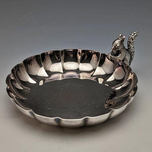 British Vintage Silver Plated Squirrel Decorated Bonbon Dish 297g